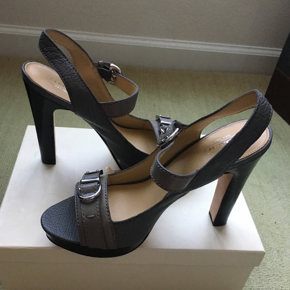 NWT Coach open toe sling back heels